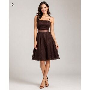 Vintage Y2K Bella Formals by Venus Dress Womens 6 Brown Lace Fairy NEW
